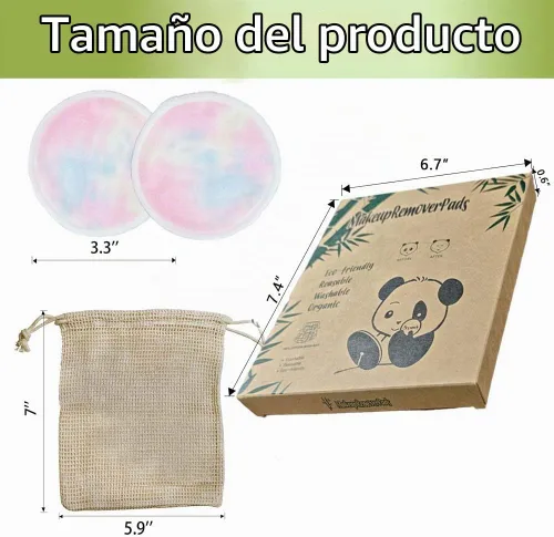 Vista 5 de Paquete de 28 almohadillas reutilizables para eliminar el maquillaje con bolsa de lavandería, lavables, suaves y cómodas, lavables de algodón