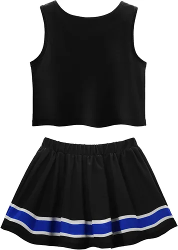 Vista 2 de ReliBeauty - Disfraz de animadora para niñas, uniforme de animadora Negro