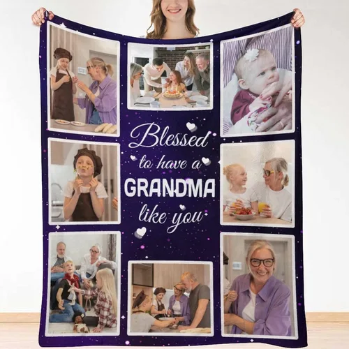 Vista 18 de HUGLAZY Regalos para nana - Manta personalizada con fotos, manta de fotos para abuela, abuela, manta de cumpleaños de nieta