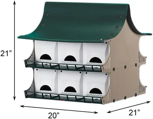 Vista 3 de Casa para 12 familias de pájaros golondrina purpúrea, color verde y café