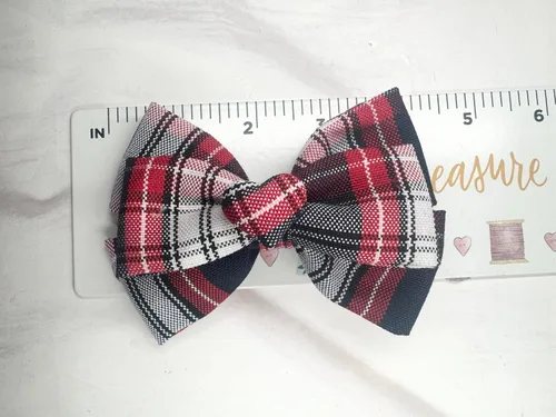 Vista 2 de Lazo de uniforme escolar de varias capas para niñas/botón en el centro/clip de cocodrilo (botón a cuadros en forma de corazón, cuadros 72)