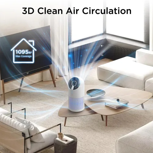 Vista 7 de Purificadores de aire M01 + M02 para dormitorio y hogar, 430-1095 pies cuadrados, filtro HEPA MOOKA H13 pequeño purificador de aire portátil