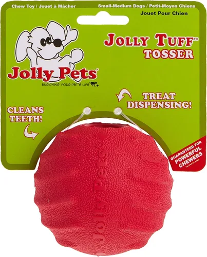 Vista 3 de Jolly Pets Tuff Tosser Bouncing Ball Tog Tog - Soporte para golosinas, 3 pulgadas, color rojo