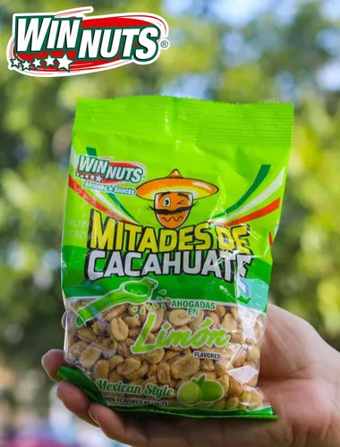 Vista 2 de WINNUTS Cacahuates de lima (paquete de 5, 5.25 onzas cada uno) Cacahuates con limón Cacahuates con limon Auténticos aperitivos mexicanos