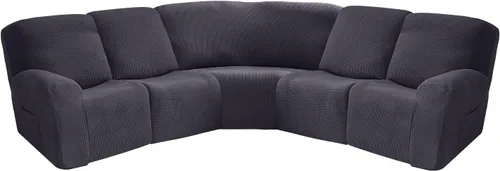 Vista 26 de MIFXIN Funda para sofá reclinable esquinero de 5 asientos, fundas elásticas de punto jacquard elástico de 7 piezas para sofá reclinable