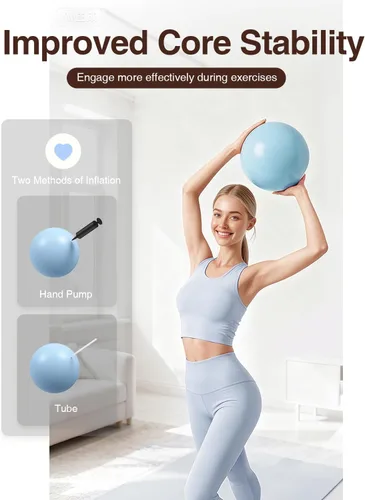 Vista 6 de Kit de Pilates para mujeres para entrenamiento en casa, equipo de Pilates juego de anillo y pelota con 3 bandas de resistencia de tela, pelota