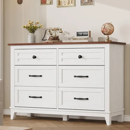 Vista 8 de GarveeHome Cómoda de 5 cajones verticales de 41.3 pulgadas de alto con gran almacenamiento, cómoda de madera independiente para dormitorio, sala