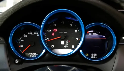 Vista 8 de x xotic tech Cubierta para marco de instrumento de anillo circundante compatible con Porsche Macan 2014-up, Cayman Boxster 981/982/718 2012-2018 Azul