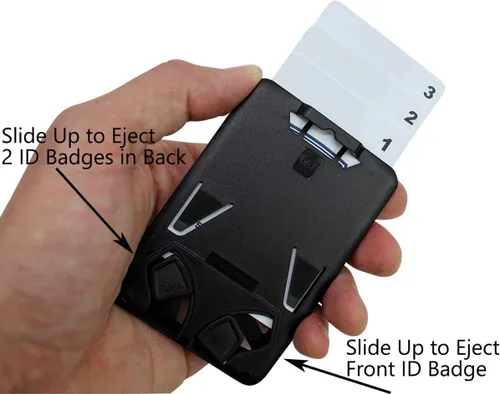 Vista 6 de Paquete de 2 - Portaidentificadores para 3 tarjetas hasta tres credenciales - Estuche rígido vertical resistente de plástico duro para múltiples