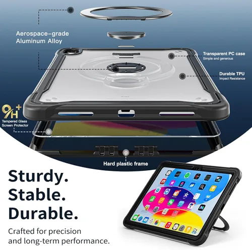 Vista 7 de Case for iPad A16 11th Generation 11-inch 2025 & iPad 10th Generation 10.9-inch 2022 with Screen Protector, 360° Rotating Kickstand Handle, Rugged