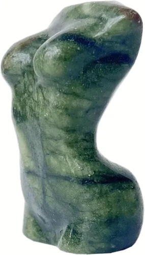 Vista 4 de Escultura de figura de cristal curativo de piedra de sangre africana, escultura de 2 pulgadas de tallado de piedra de palma de bolsillo