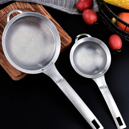 Vista 4 de Cabilock Coladores de malla fina para cocina, colador de grasa de acero inoxidable con asa para filtro de aceite, tamiz de grasa y tamiz de espuma