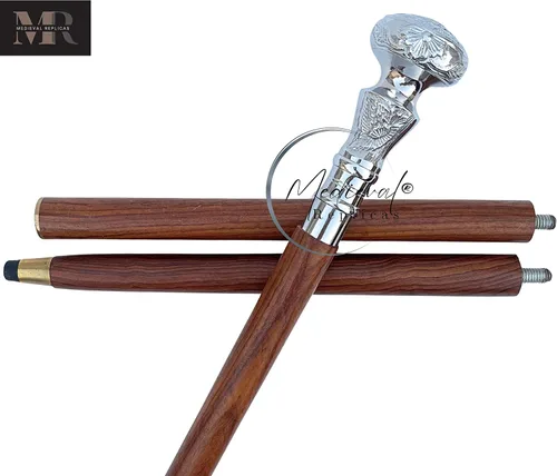 Vista 7 de Bastón de madera con mango de latón con diseño vintage Victoria