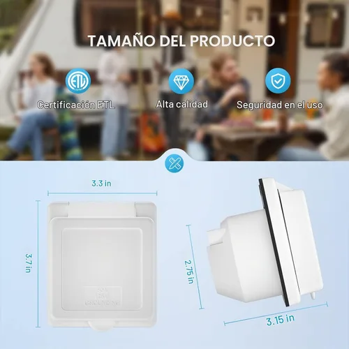 Vista 3 de Kohree Enchufe de Entrada RV de 30 Amperios con Bloqueo Giratorio, Enchufe de Entrada de Alimentación Externa NEMA L5-30P con 3 Pines y Tornillos