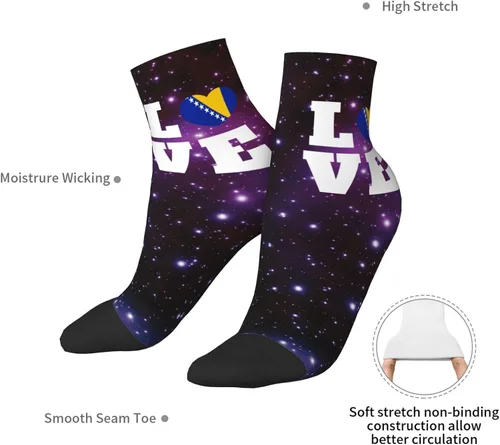 Vista 7 de GDJF Love Bosnia And Herzegovina Flag Heart Ankle Socks Winter Low Cut Sports Warm Breathable Comfort Casual Socks For Mens And Womens 1