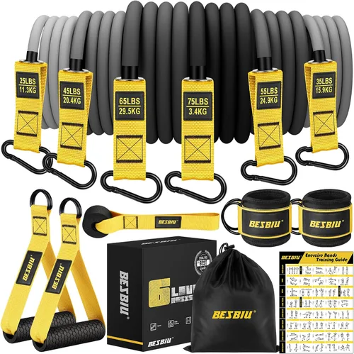 Vista 9 de Heavy Resistance Bands for Working Out, 300lbs/360lb/420lb Exercise Bands Workout Bands with Handles, Door Anchor, Ankle Straps, Home Gym Workout