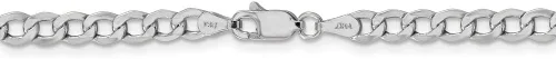 Vista 4 de Collar de cadena de eslabones cubanos de oro blanco de 14 quilates de 0.169in, con cierre seguro de mosquetón, Metal