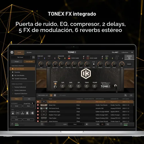 Vista 6 de IK Multimedia TONEX Pedal: Pedal de efectos múltiples estéreo para guitarra y bajo con 150 preestablecidos, 15 FX Pre/Post, afinador, Tap Tempo Negro