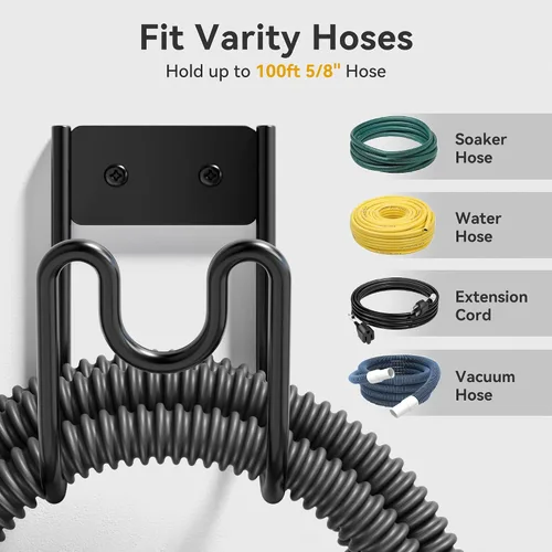 Vista 10 de Soporte de pared para manguera de jardín, colgador de manguera de agua, resistente para cables de extensión, manguera de vacío