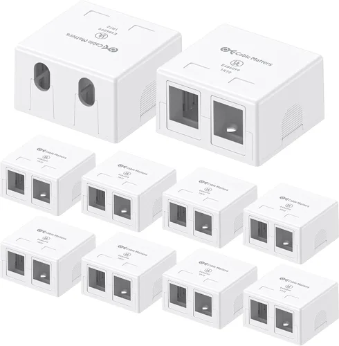 Vista 8 de Cable Matters Caja de montaje en superficie con conector Keystone de 2 puertos con certificación UL, color blanco