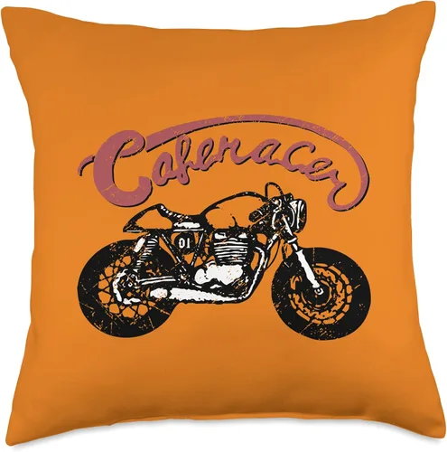 Vista 4 de American Cafe Racer Motorcycle Apparel and Merch Cafe Racer Biker Men Women Adult Teens Boys Girls Kids Youth Throw Pillow, 16x16, Multicolor