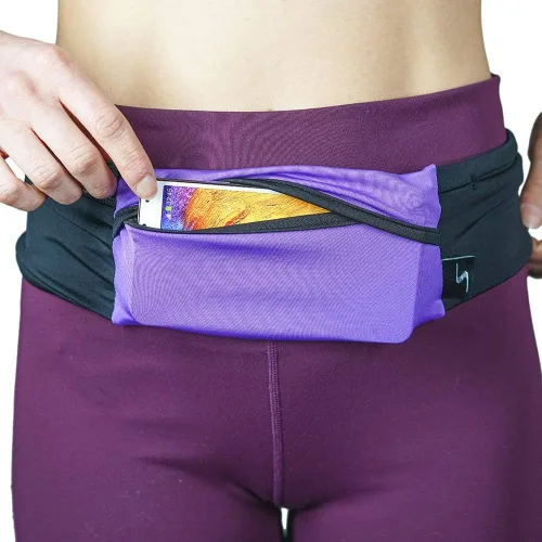 Vista 11 de Riñonera ajustable de 3 bolsillos para correr, riñonera para entrenar con respaldo resistente al sudor, soporta todos los modelos de iPhone