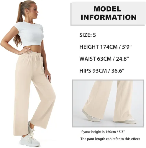 Vista 4 de keriffe Pijamas casuales para mujer, pantalones de yoga de pierna ancha, cintura alta, cordón ajustable, pantalones deportivos de entrenamiento