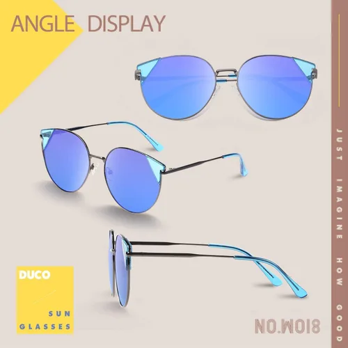 Vista 2 de DUCO Gafas de sol polarizadas clásicas redondas vintage para mujer, protección UV400, negro, gris, W018