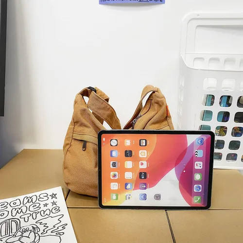 Vista 4 de Bolso de mensajero casual de lona para mujeres y hombres
