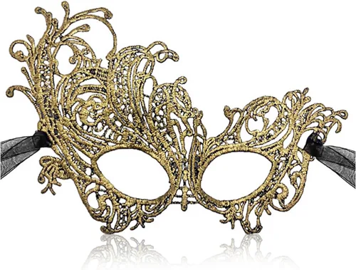 Vista 8 de MYMENU Máscaras de mascarada para mujer, de encaje, Halloween, veneciano, carnaval, para disfraz, cosplay, Mardi Gras, fiesta de baile Negro