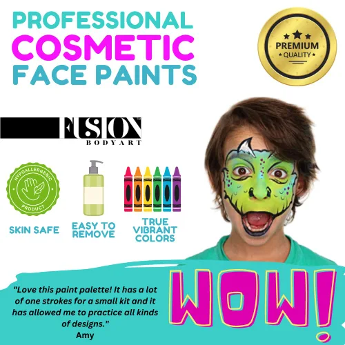 Vista 3 de Fusion Body Art Kit de pintura facial perfecto para pintores faciales profesionales y principiantes, pinturas faciales veganas hipoalergénicas