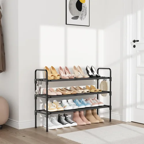 Vista 2 de Zapatero largo para armario, organizador de zapatos apilable de 12 a 16 pares, estante de zapatos para zapatos deportivos y botas, almacenamiento