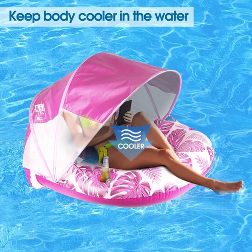Vista 6 de COOLCOOLDEE New Upgraded Pool Chair Float with Shade,XL Pool Floats for Adults Heavy Duty,Inflatable Pool Chair Lounge Float with Cup Holder &