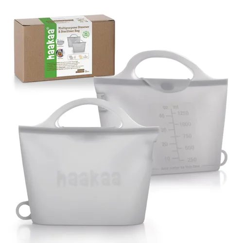 Vista 19 de Bolsa de vaporización y esterilización de microondas de silicona Haakaa para viajes, bolsas de vaporización de silicona reutilizables de 30oz/900ml