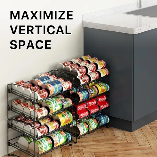 Vista 7 de Simple Houseware Estante apilable para latas de 2 niveles, negro, paquete de 2