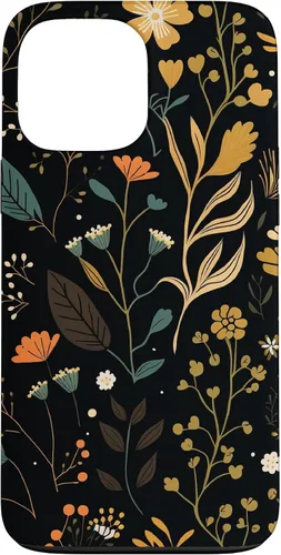 Vista 24 de Floral Aesthetic Simple Boho Modern Botanical Flowers Black Case for iPhone 17