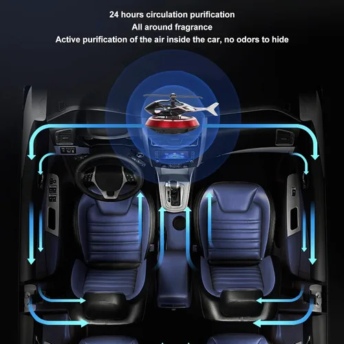Vista 4 de Ambientador para automóvil, helicóptero mejorado para aromaterapia, ambientador giratorio solar con rotación solar, alivia el estrés y purifica