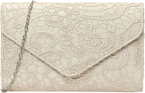 Vista 7 de Bolso de mano de encaje para mujer, bolso cruzado de noche, boda, formal, fiesta, elegante, sobre