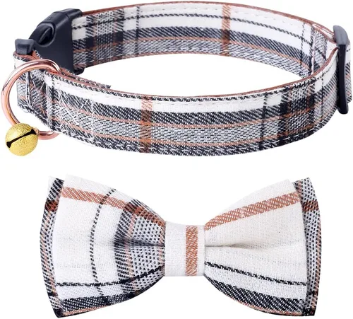 Vista 2 de Yizepet Collar de perro con corbatín - Collar ajustable para mascotas con collar de hebilla de plástico, patrón elegante para niños pequeños