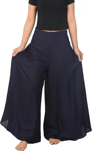Vista 11 de Lannaclothesdesign Boho Palazzo Pants Women Pavo real colorido negro