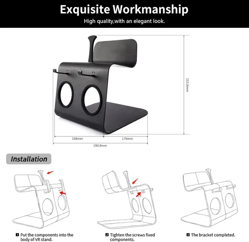 Vista 3 de GOMRVR Aluminum Alloy VR Stand Adjustable Head Strap Accessories Set Compatible with Oculus Quest 2Makes Your VR Headset and Touch Controller