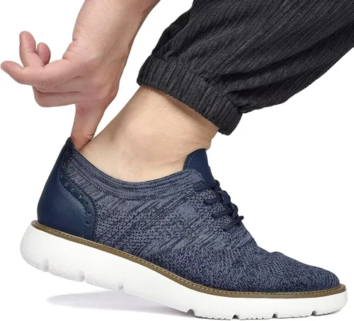 Vista 7 de Zapatos deportivos casuales para hombre, cómodos, de punto, de malla, ligeros, transpirables, formales, Oxford, para negocios
