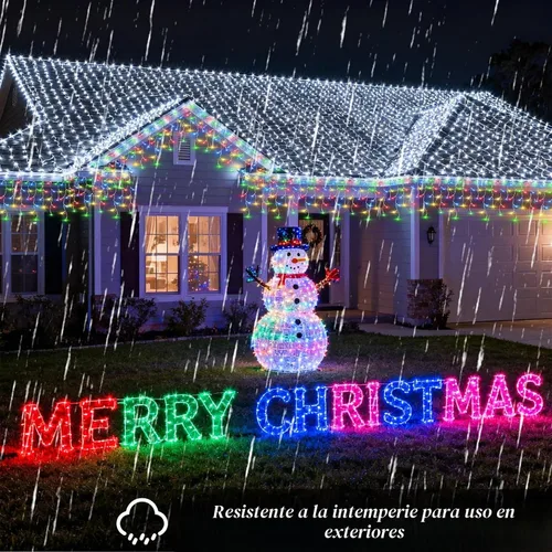 Vista 5 de Luces de carámbano de Navidad para exteriores, 60 pies, 612 luces LED, multicolor