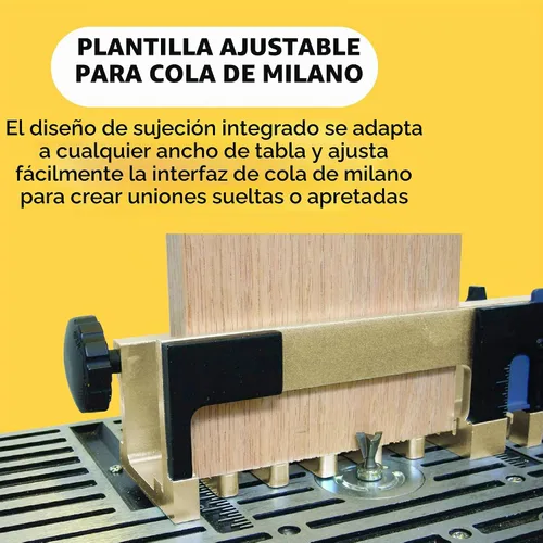 Vista 2 de General Tools Plantilla de cola de milano para carpintería, kit de plantillas de 12 pulgadas para muebles y gabinetes de madera, dorado