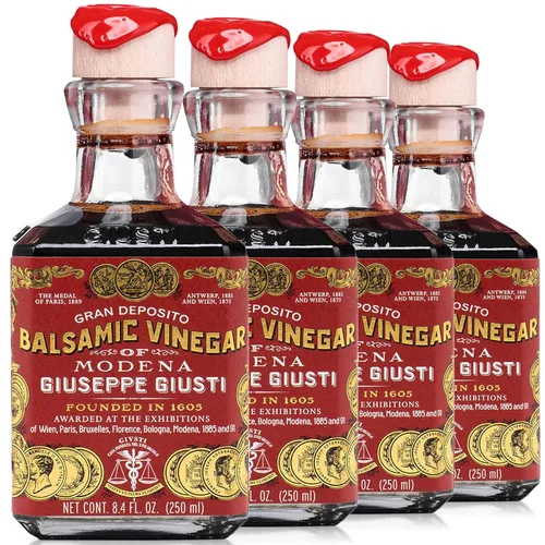 Vista 10 de Giusti Vinagre balsámico italiano de Módena IGP – 3 medallas de oro, rico y grueso Gran Deposito Aceto Balsamico di Modena para ensaladas, queso