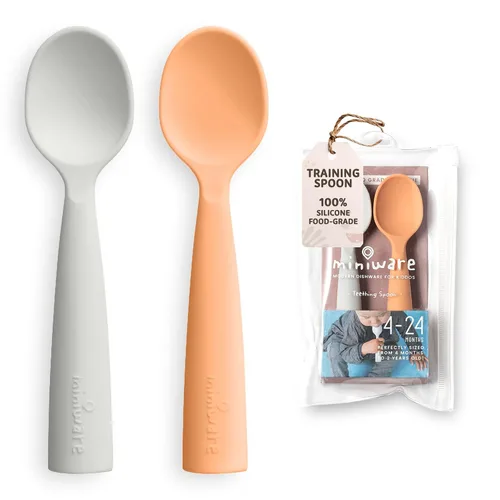Vista 12 de Miniware Cuchara de silicona para bebé para entrenamiento, utensilios para bebés sin BPA, cucharas para bebés de 6 meses, 100% silicona de grado