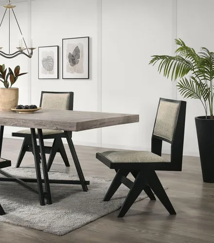 Vista 7 de Contemporary 2pc Dining Arm Chairs Set for Room Table & Seating Kitchen Chairs Fabric Upholstered Plank Arms Oak Veneer Rubberwood,Black-2set