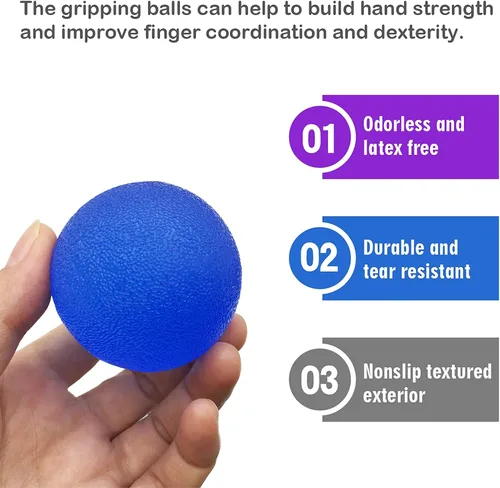 Vista 4 de 3 bolas de gel de resistencia múltiple para aliviar el estrés de la mano, dedo, muñeca, ejercicio, músculos, entrenamiento de artritis