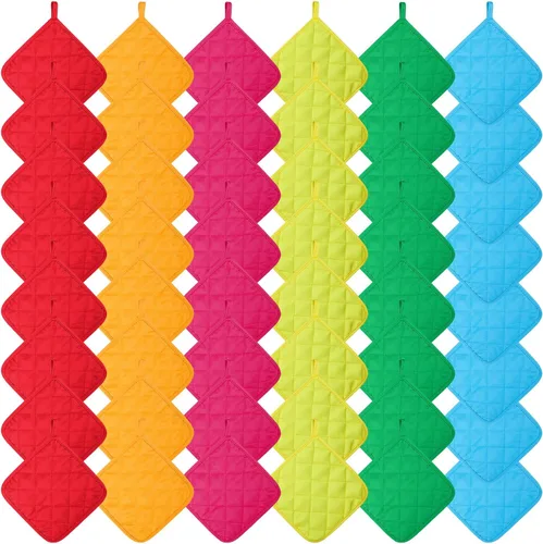Vista 10 de Bokon 12 Pcs Pot Holders for Kitchen, Black Potholders Sets, Heat Resistant Cotton Hot Pad Oven Mitts Trivet with Hanging Loops for Baking Cooking