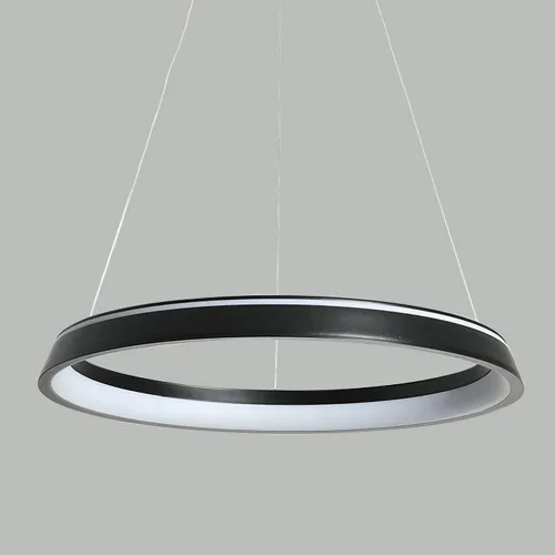 Vista 5 de Modern Creative Ring Shape Pendant Lights 6000K White Light Ceiling Hanging Lighting Nordic Aluminum Chandelier for Bedroom Living Room(Dark,50CM)